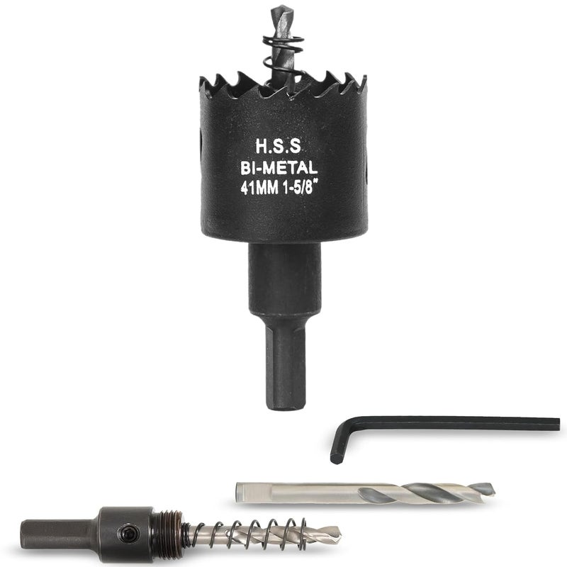 VIKITON 1-5/8 Inch Hole Saw with Arbor for Wood Metal Plastic, 1.6 in Bimetal Hole Cutter, Fast Chip Removal, Smooth Flat Drilling Edge, Lightweight & Portable (Black) - Image 1